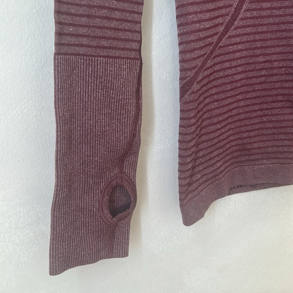 Lululemon Swiftly Tech Long Sleeve Crew Tonka Stripe Heathered Rust Berry 2 XS - Picture 4 of 7